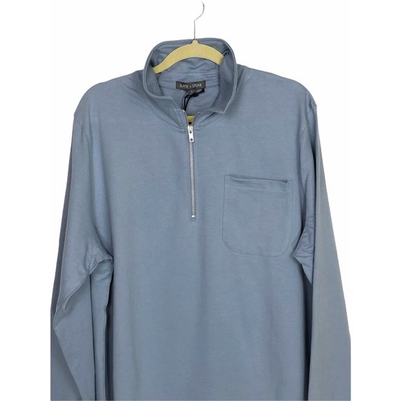 Slate and Stone NWT Sweatshirt Large Quarter Zip French Terry Light Blue - Picture 4 of 9
